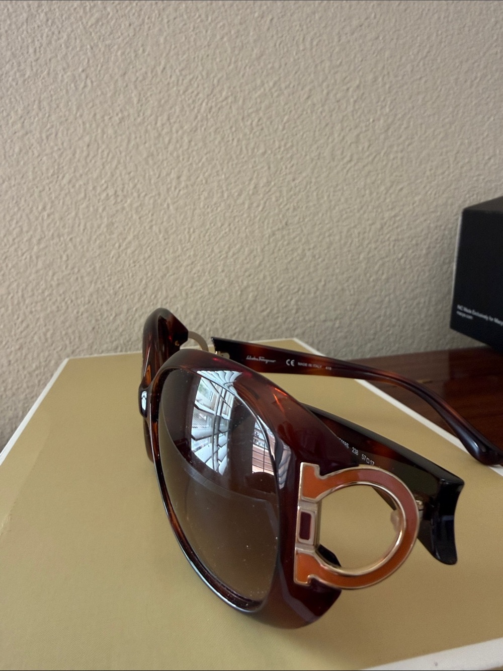 Salvatore Ferragamo Tortoiseshell Sunglasses with Gold Logo Accent